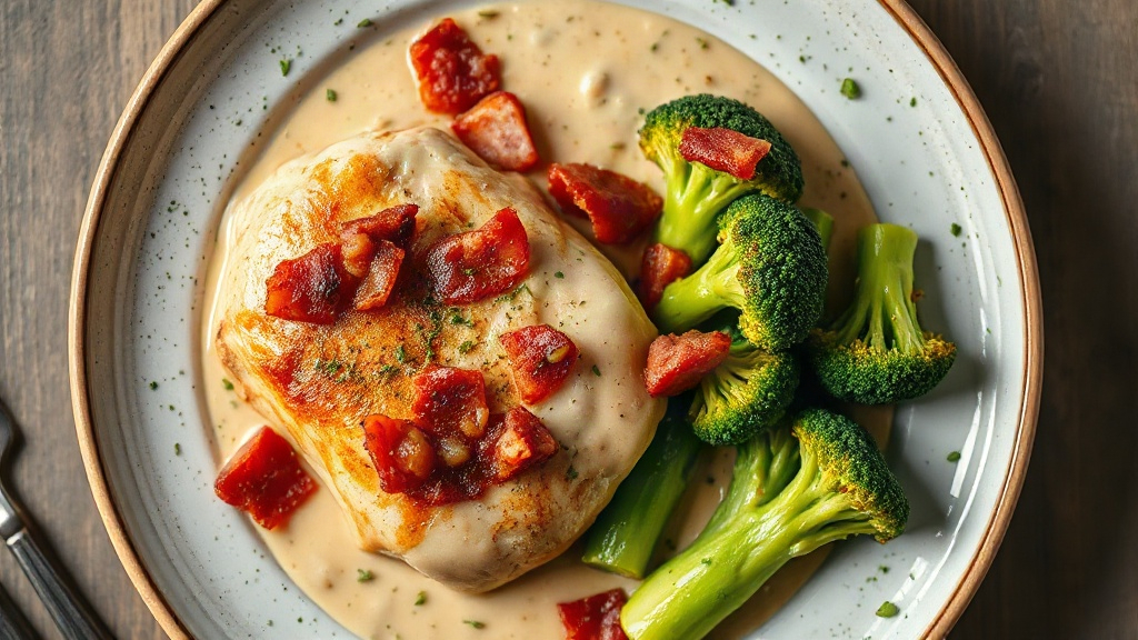 Creamy Garlic Chicken Thighs with Broccoli and Bacon