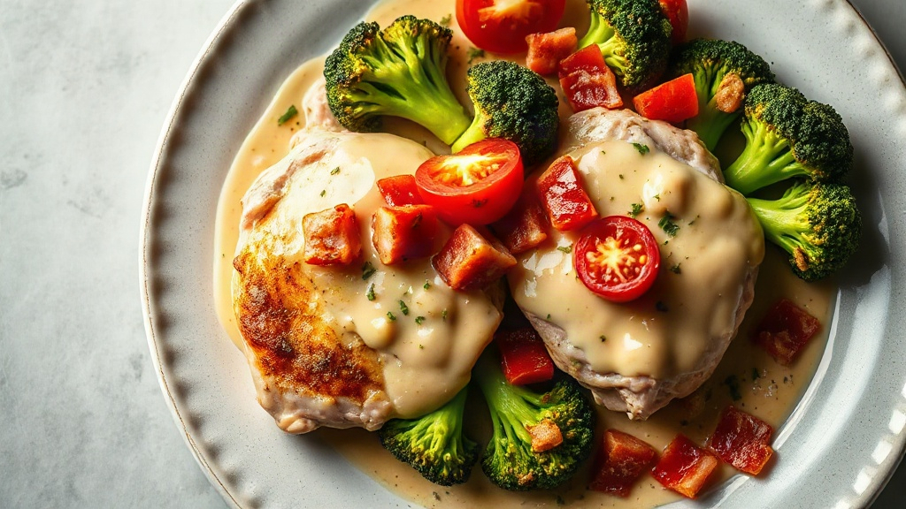 Creamy Garlic Chicken Thighs with Broccoli and Bacon