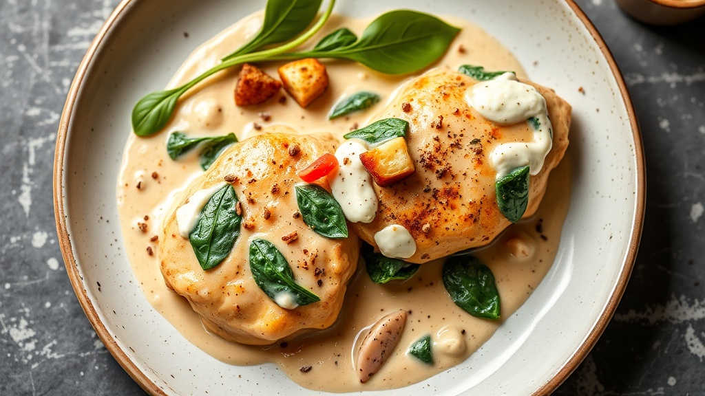 Creamy Garlic Chicken with Spinach and Cream Cheese