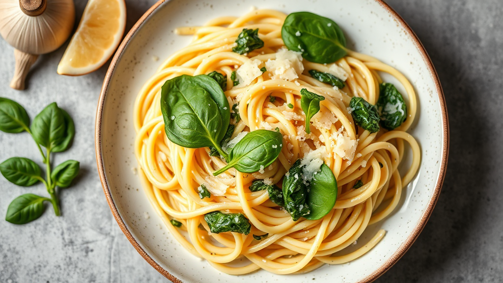 Creamy Garlic Noodles with Spinach and Parmesan