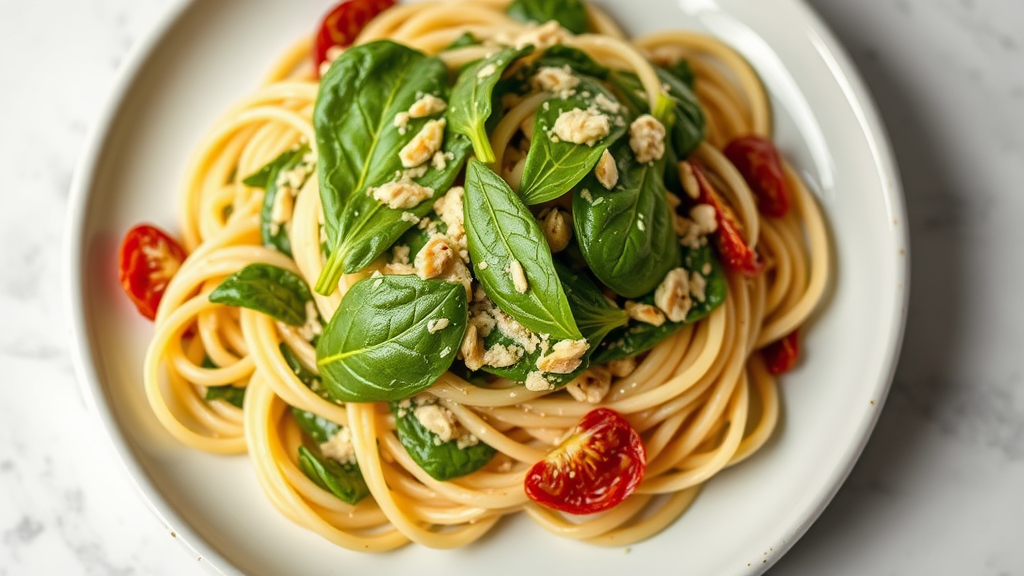 Creamy Garlic Spinach Pasta with Sun-Dried Tomatoes