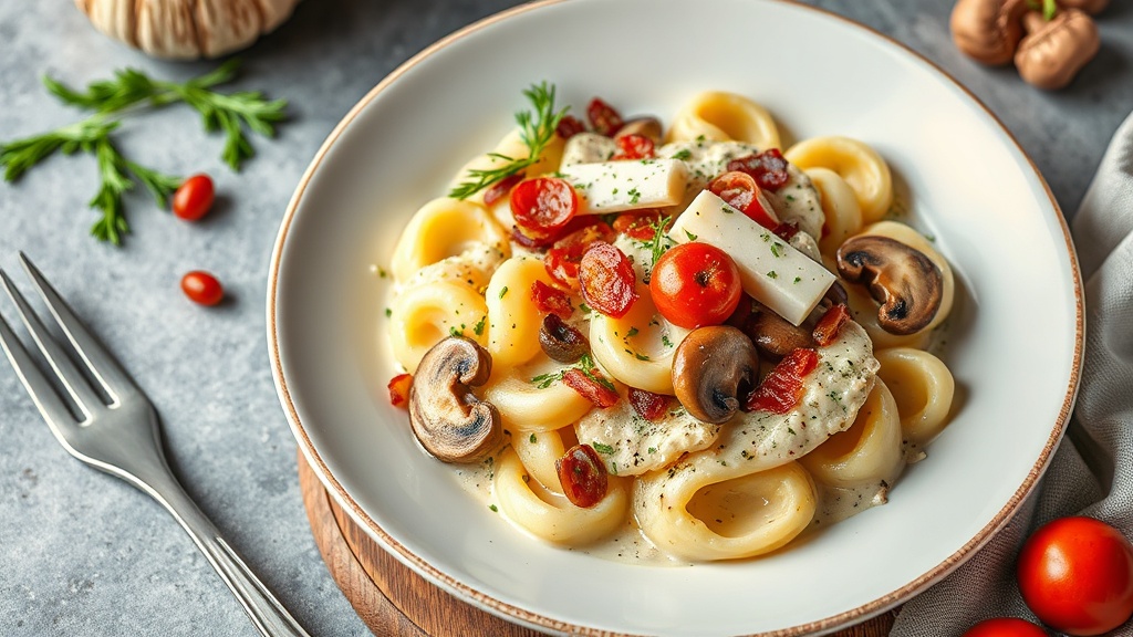 Creamy Gnocchi with Bacon, Mushrooms, and Provolone