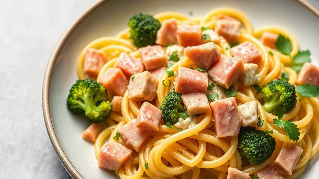 Creamy Ham and Broccoli Bowtie Pasta