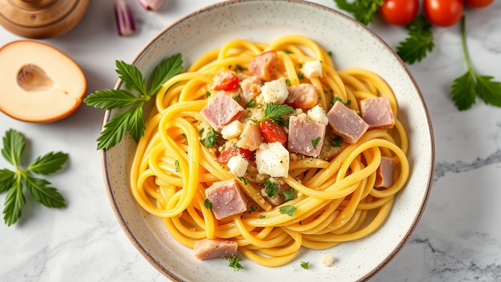 Creamy Ham and Cheese Tagliatelle