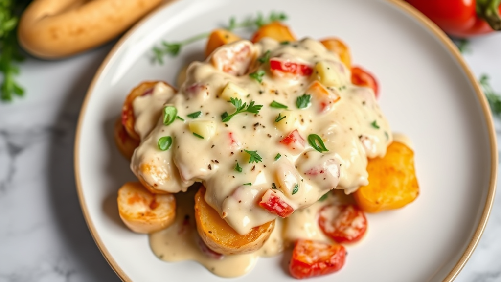 Creamy Leek and Red Bell Pepper Potato Bake