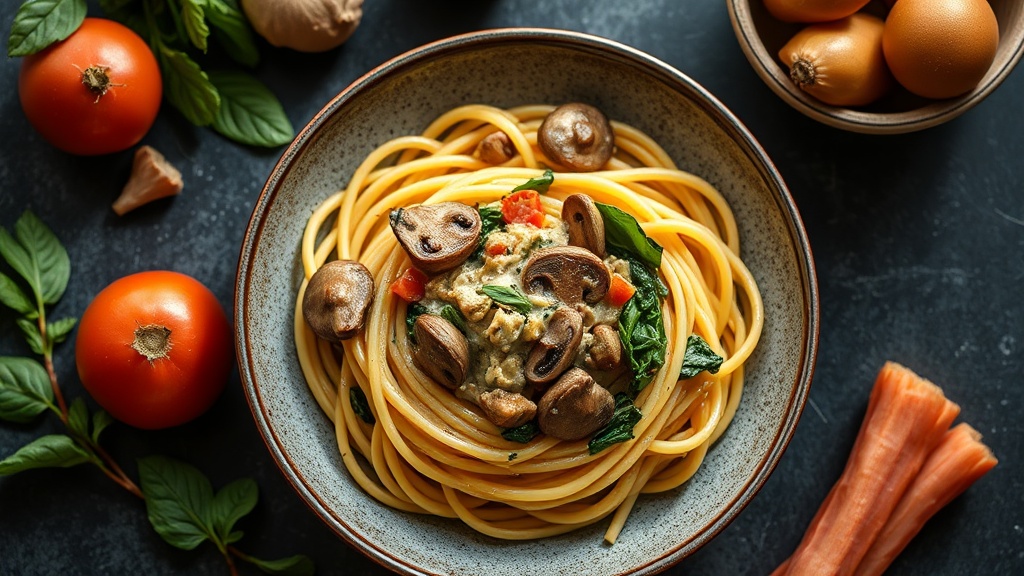 Creamy Mushroom and Spinach Pasta