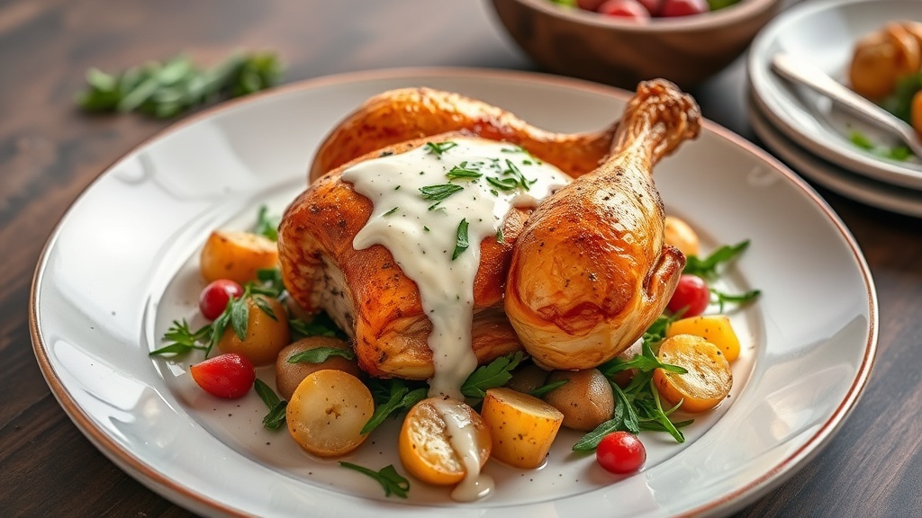 Creamy Rotisserie Chicken and Arugula Potato Bake
