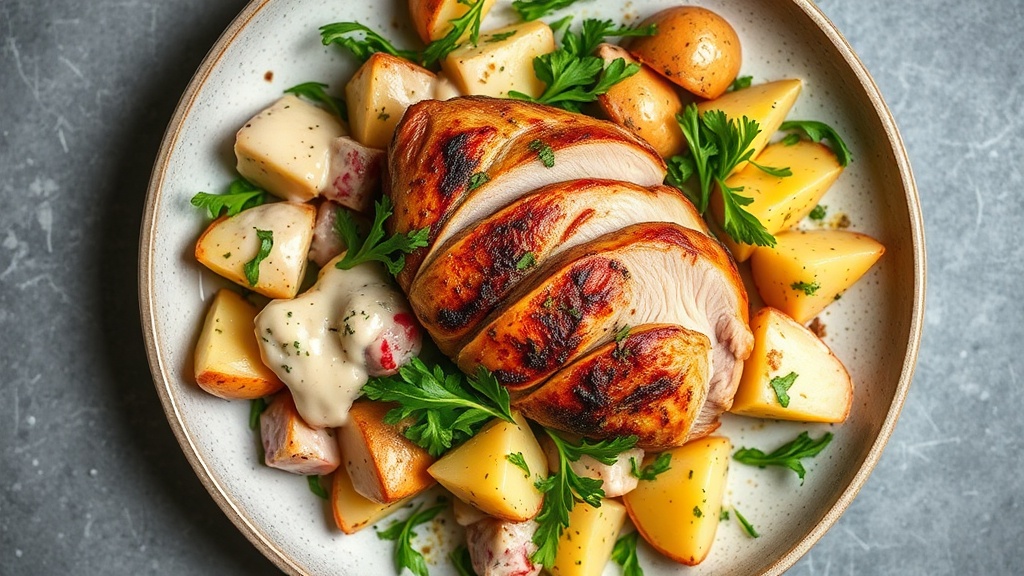 Creamy Rotisserie Chicken and Arugula Potato Salad