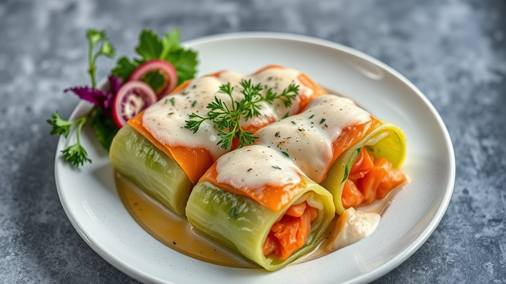 Creamy Smoked Salmon and Cabbage Rolls