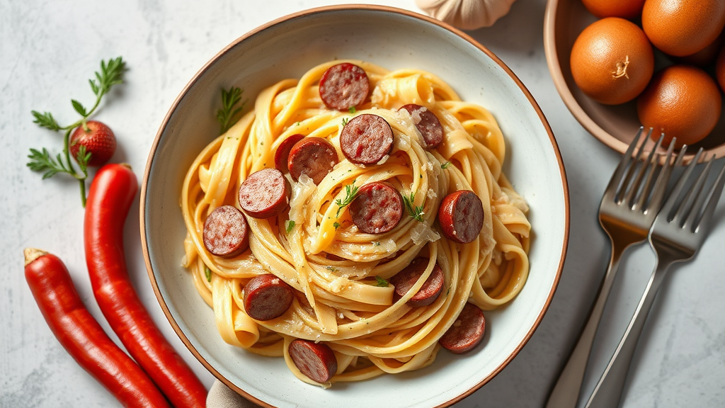 Creamy Smoked Sausage and Sauerkraut Pasta