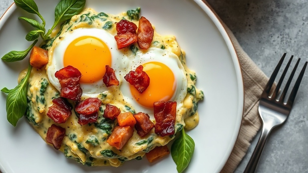 Creamy Spinach and Bacon Egg Bake
