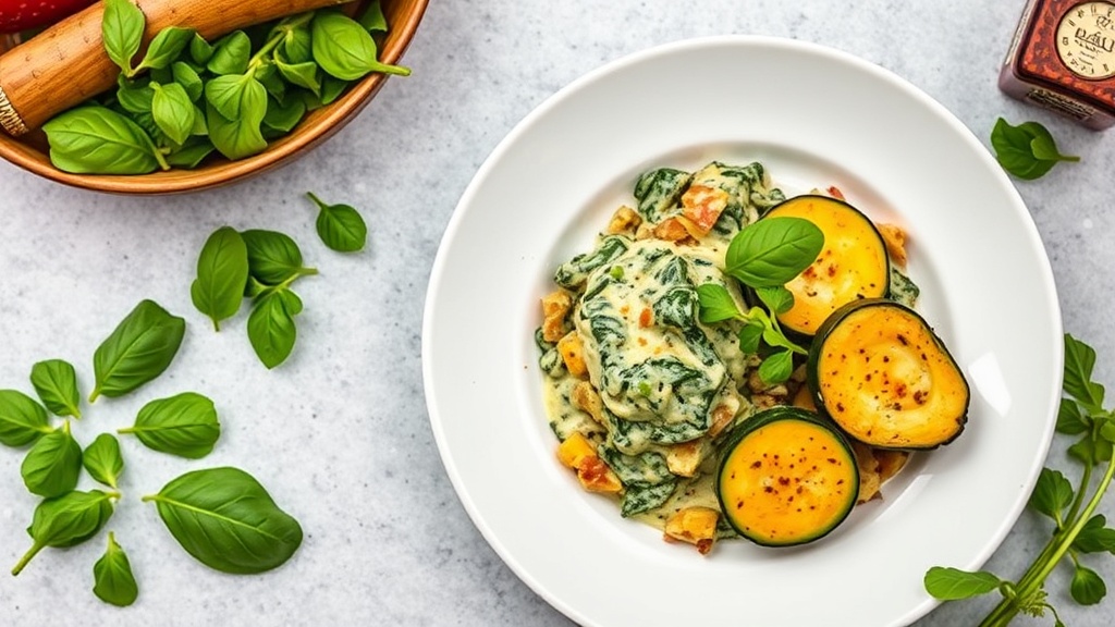 Creamy Spinach and Zucchini Yam Bake