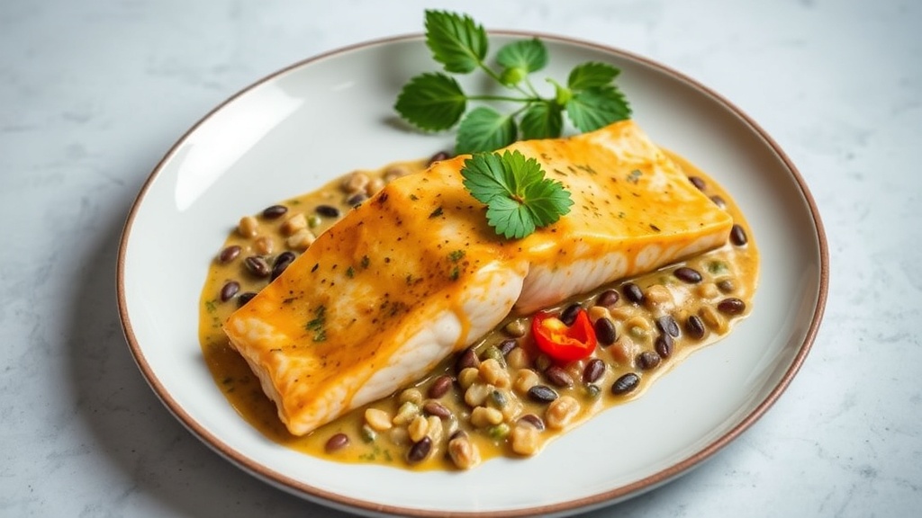Creamy Thai Curry Salmon with Lentils and Bell Peppers