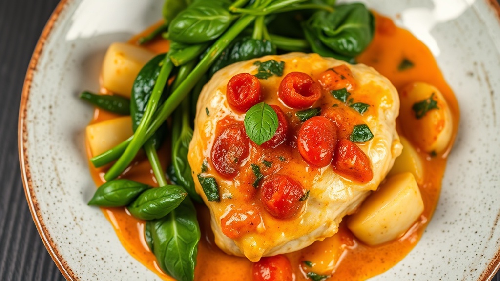 Creamy Tomato Chicken with Spinach and Potatoes