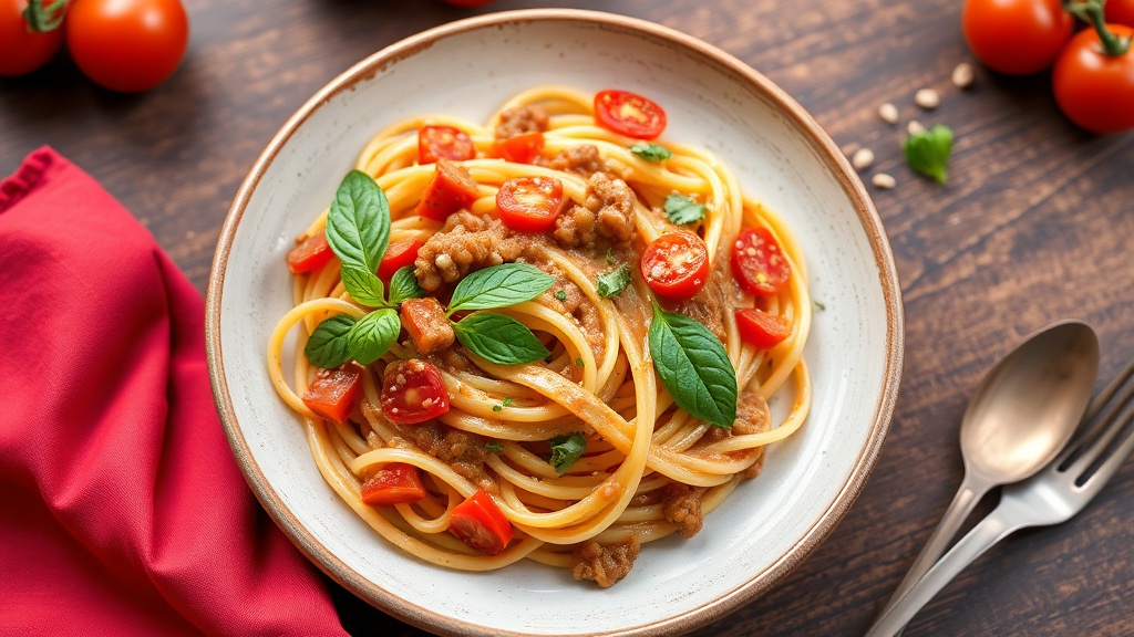 Creamy Tomato Lentil Noodles