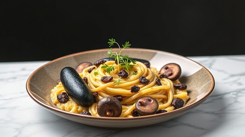 Crevettes and Black Pudding Risotto with Mushrooms