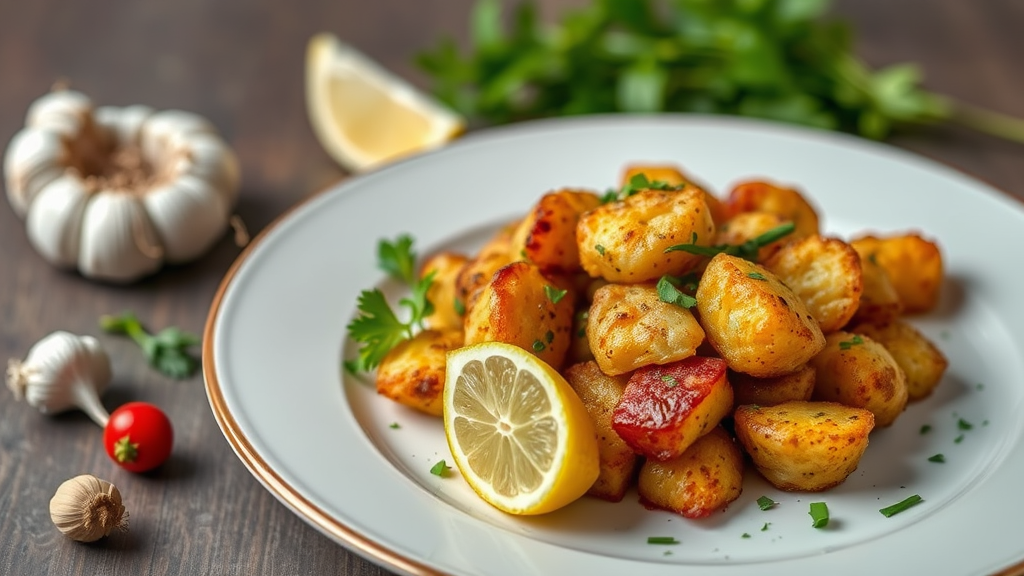 Crispy Air-Fried Herb Potatoes with Garlic and Lemon