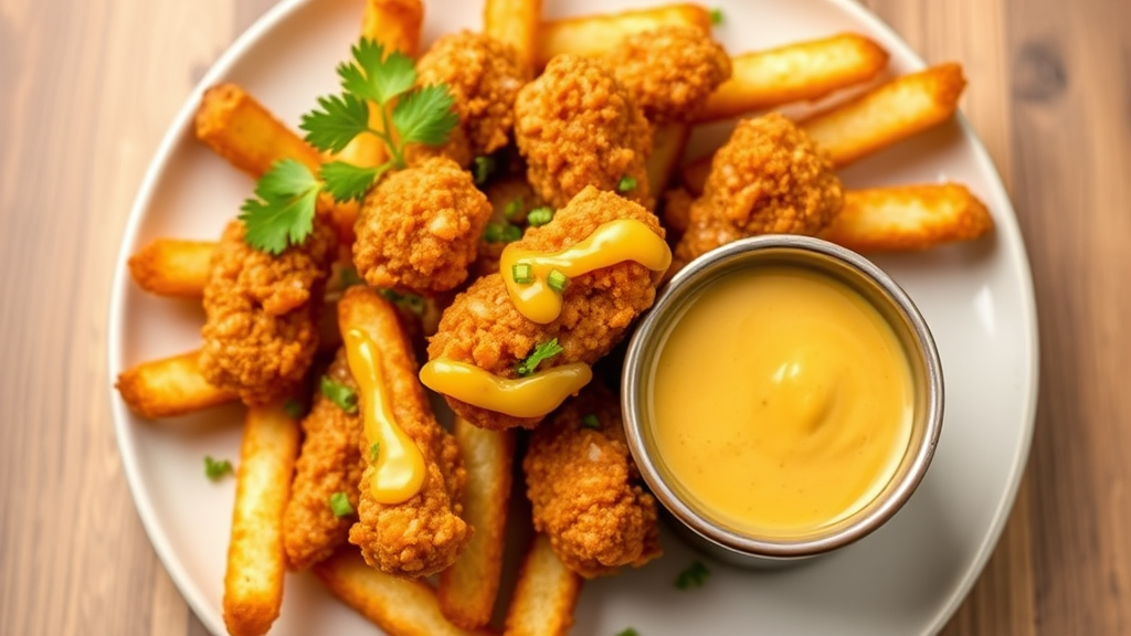 Crispy Chicken Fries with Spicy Honey Mustard Dipping Sauce