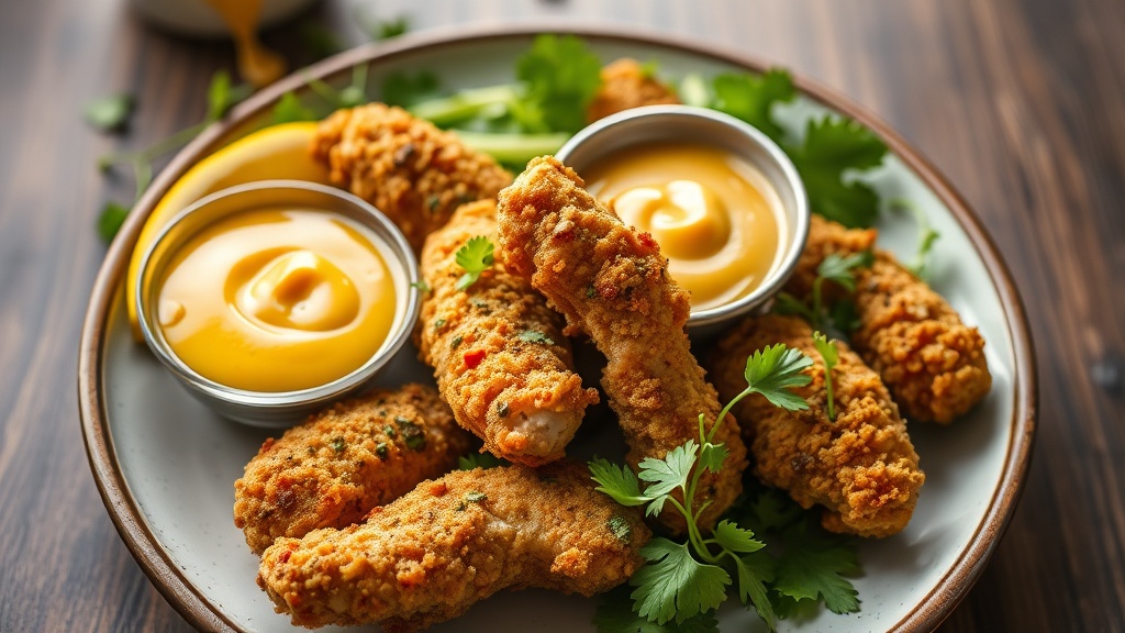 Crispy Herb Chicken Strips with Honey Mustard Dip
