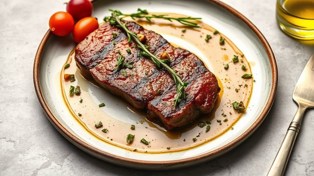Crude Oil Steak with Herb-Infused Olive Oil