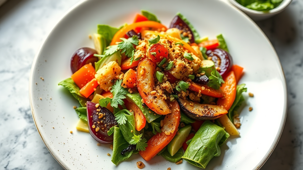 Crunchy Vegetable Salad with Ginger-Sesame Dressing