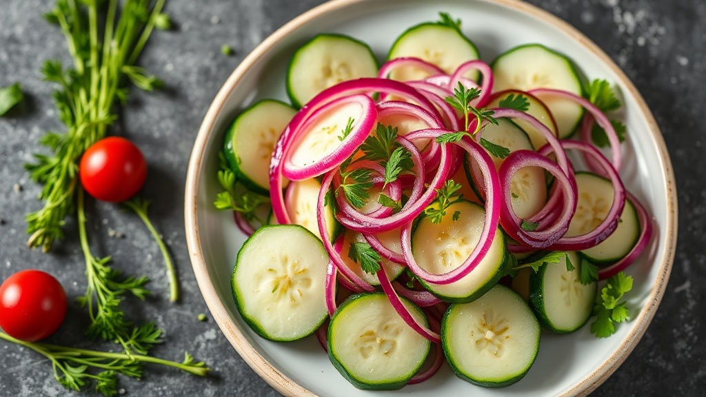 Cucumber and Red Onion Salad with Rice Vinegar Dressing