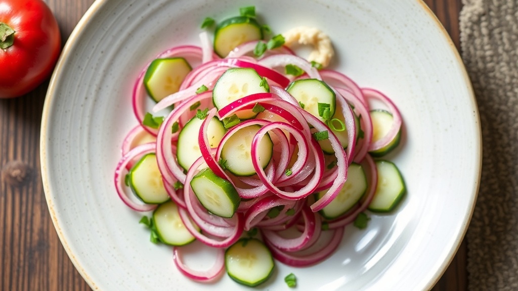 Cucumber and Red Onion Salad with Rice Vinegar Dressing