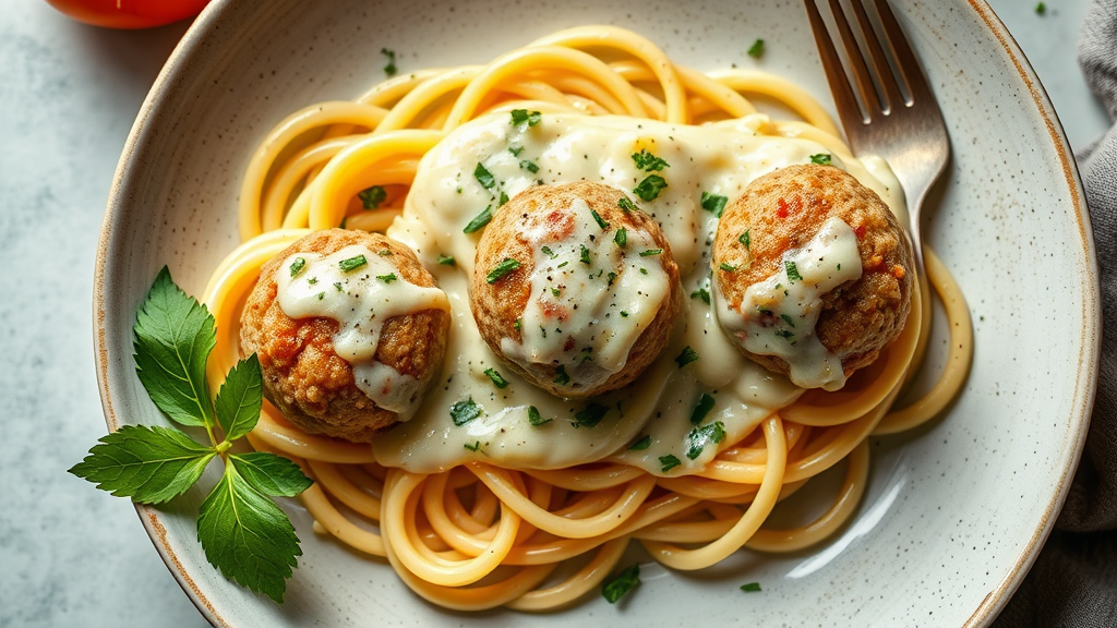 Cucumber Meatball Alfredo