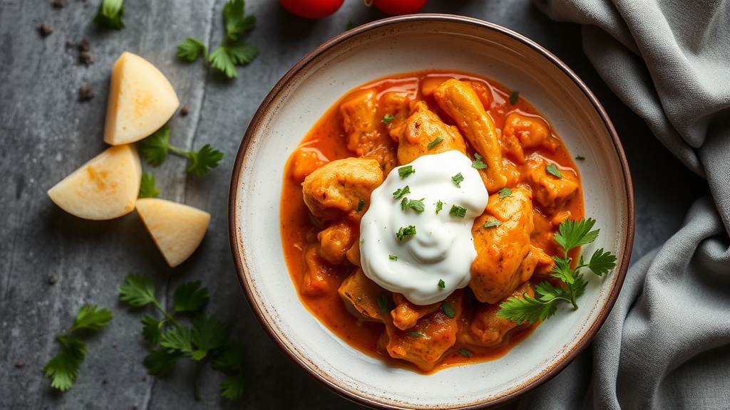 Czexan Chicken Paprikash with Spiced Sour Cream