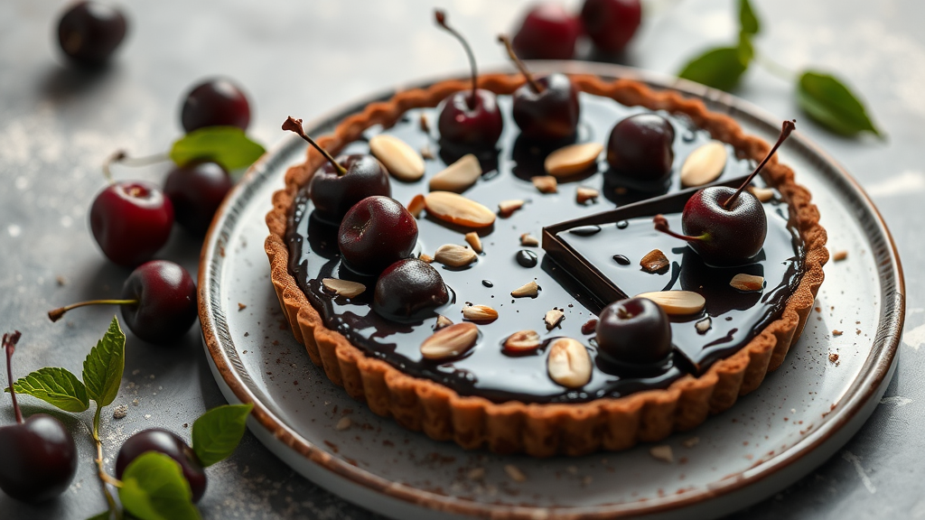 Dark Chocolate Cherry Almond Tart