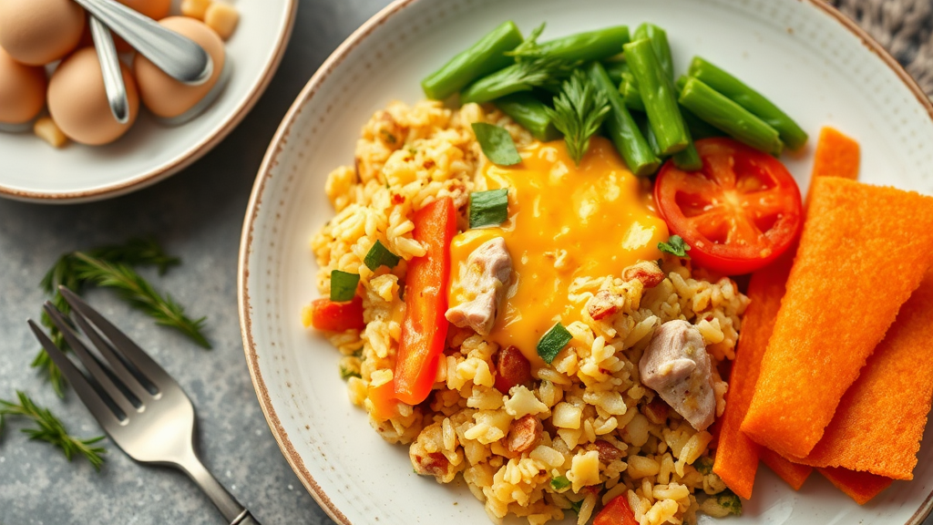 Diabetic Easy Cheesy Ham and Veggie Rice Casserole