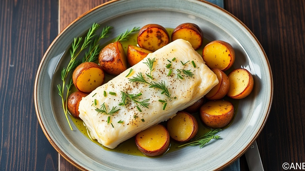 Dill-Infused Cod with Roasted Garlic Potatoes