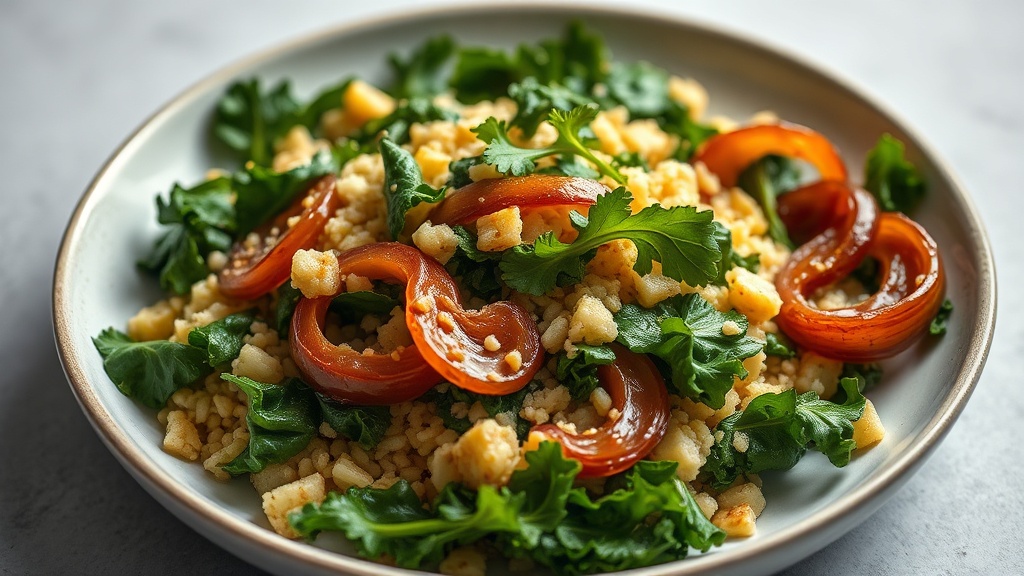 Farro with Kale and Caramelized Onion