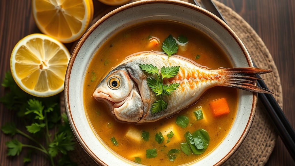 Fish Head Soup with Ginger and Lemongrass