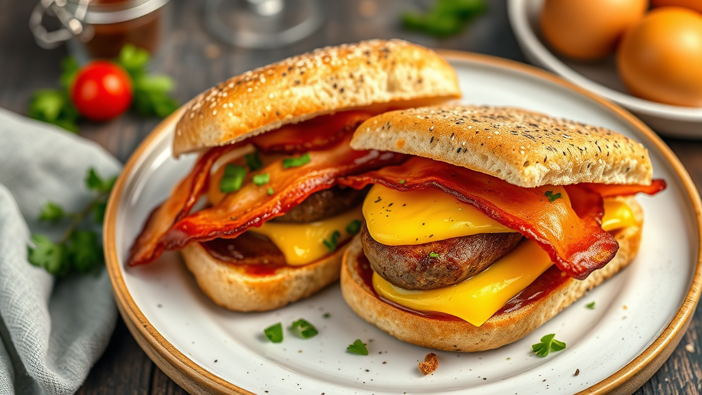 Freezer-Friendly Bacon and Sausage Breakfast Sandwiches