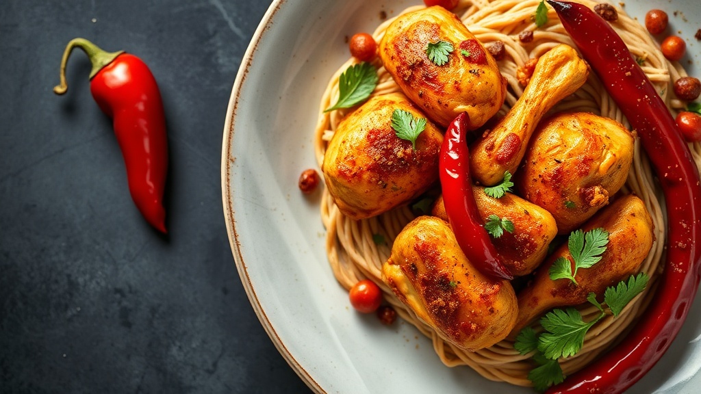 Garam Masala Chicken with Pimiento and Red Chili