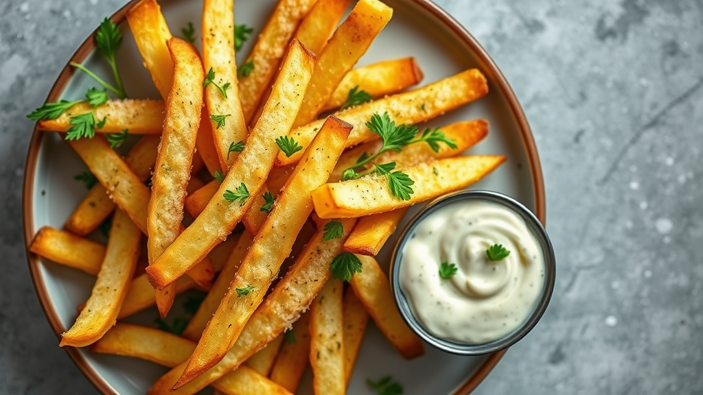 Garlic Parmesan Fries with Herb Aioli