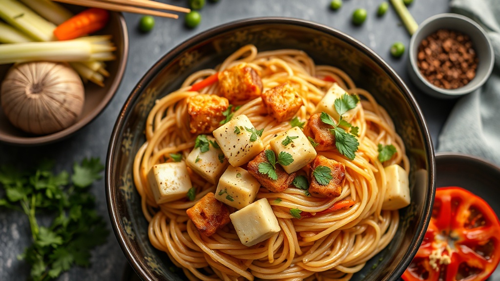 Garlic Tofu Udon Stir-Fry