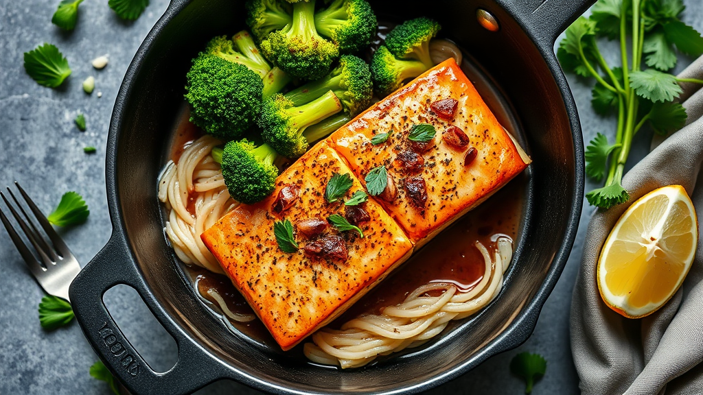 Garlicky Salmon & Broccoli One-Skillet Meal
