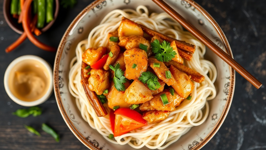 Ginger Chicken Stir-Fry with Rice Noodles