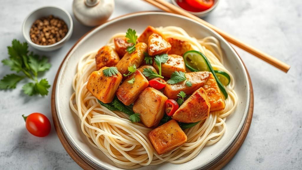 Ginger Garlic Chicken with Vermicelli Noodles and Veggies