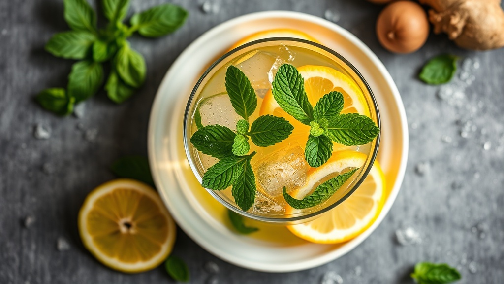 Ginger Water with Mint and Lemon