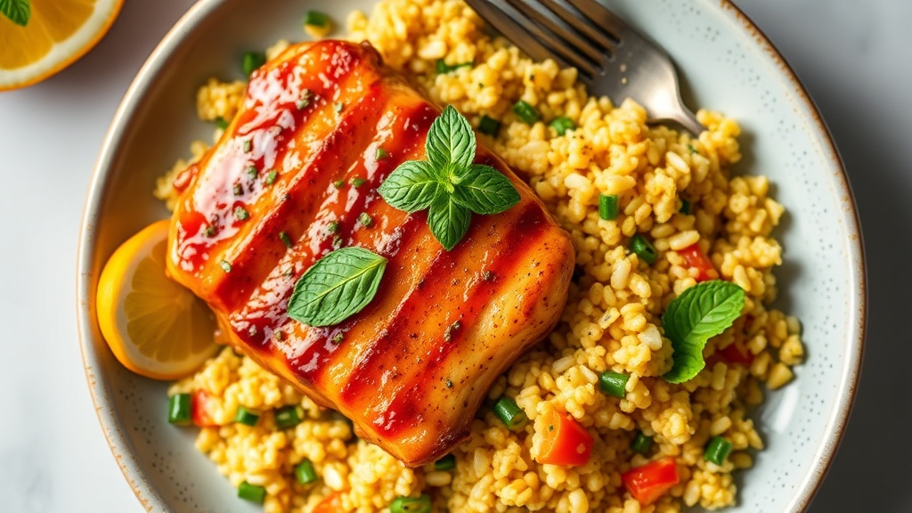 Ginger-Mint Glazed Chicken with Citrus Quinoa