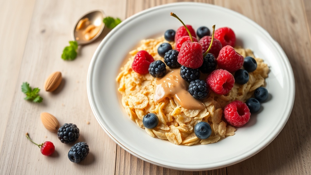 Gluten-Free Flakes with Almond Butter and Berries
