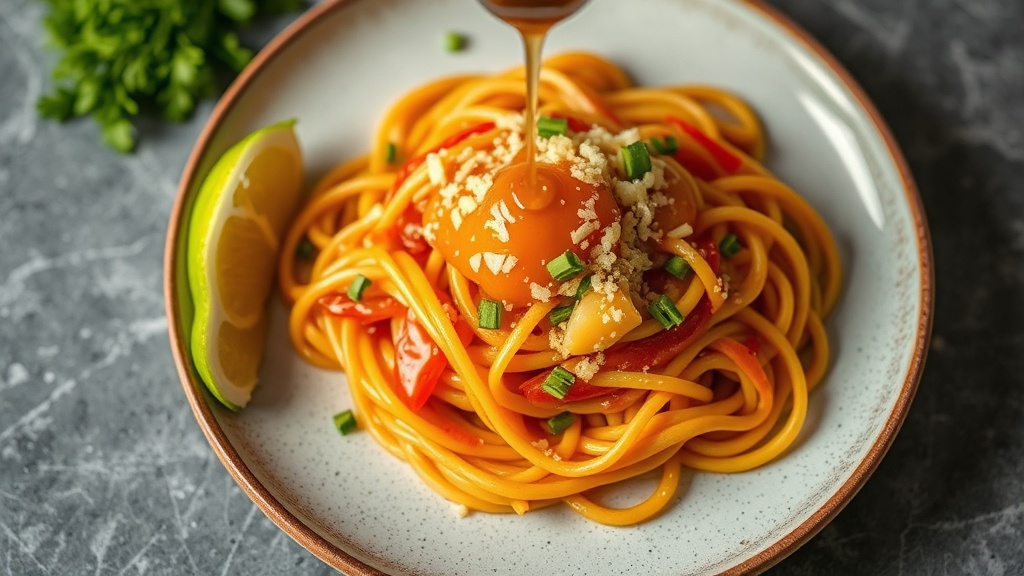 Gochujang Cheese Noodle Bake with Honey Drizzle