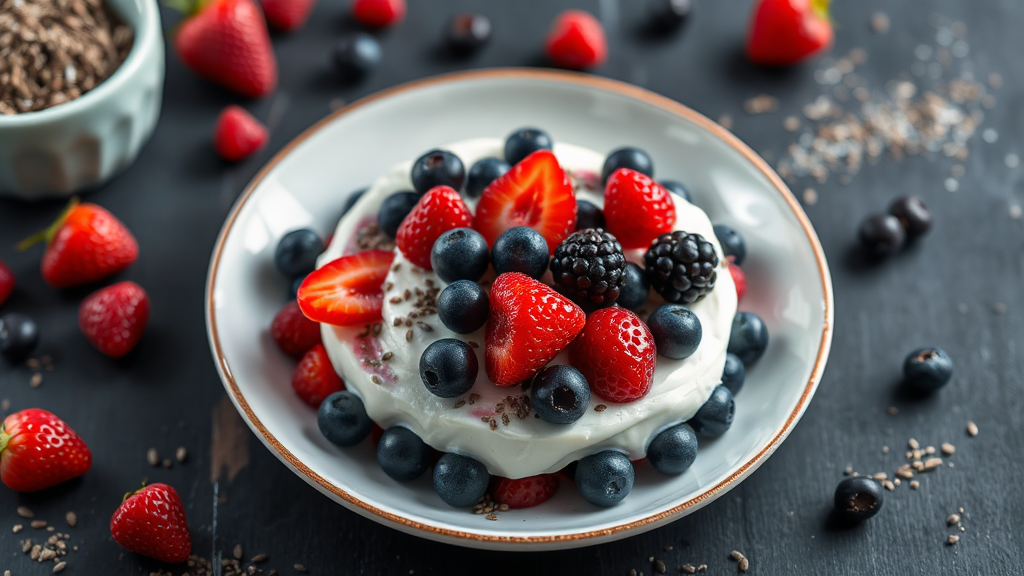 Greek Yogurt Parfait with Berries & Chia Seeds