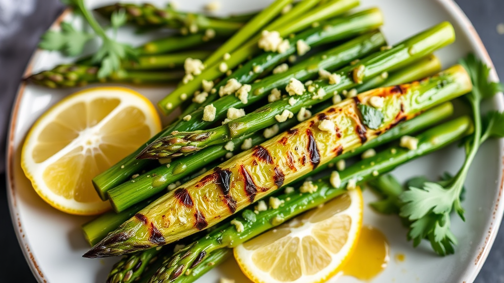 Grilled Asparagus with Lemon-Garlic Vinaigrette