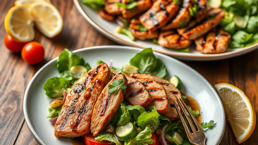 Grilled Chicken and Ahi Tuna Salad with Balsamic Dressing