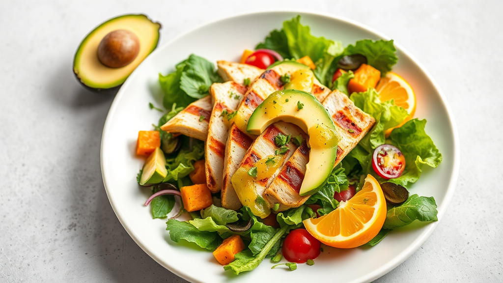 Grilled Chicken Salad with Avocado and Citrus Vinaigrette