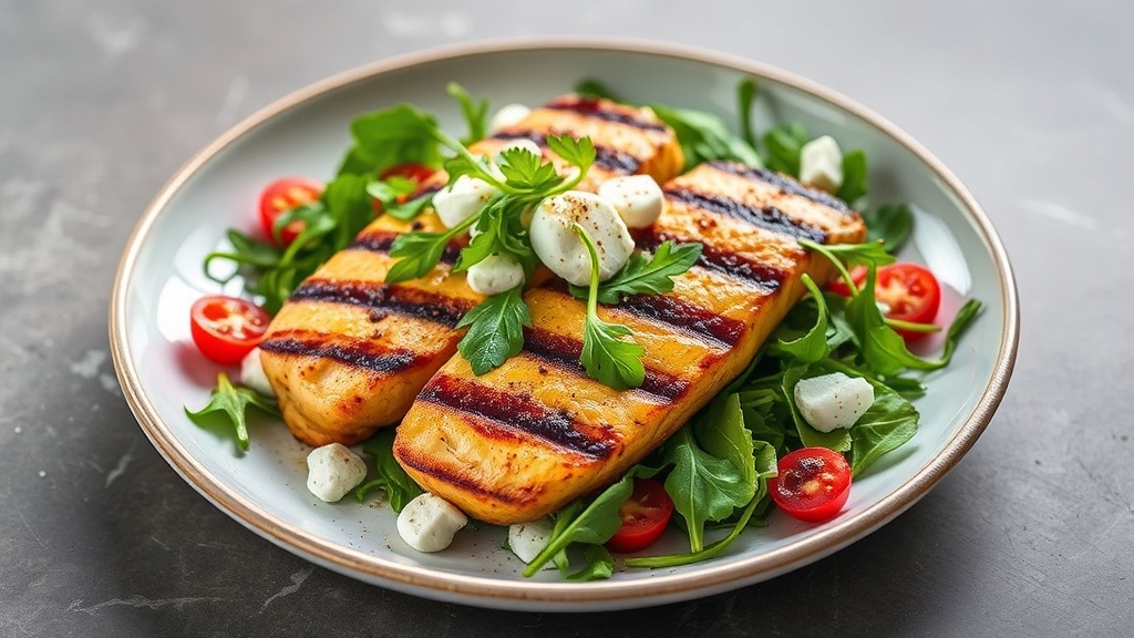 Grilled Chicken with Arugula and Goat Cheese Salad